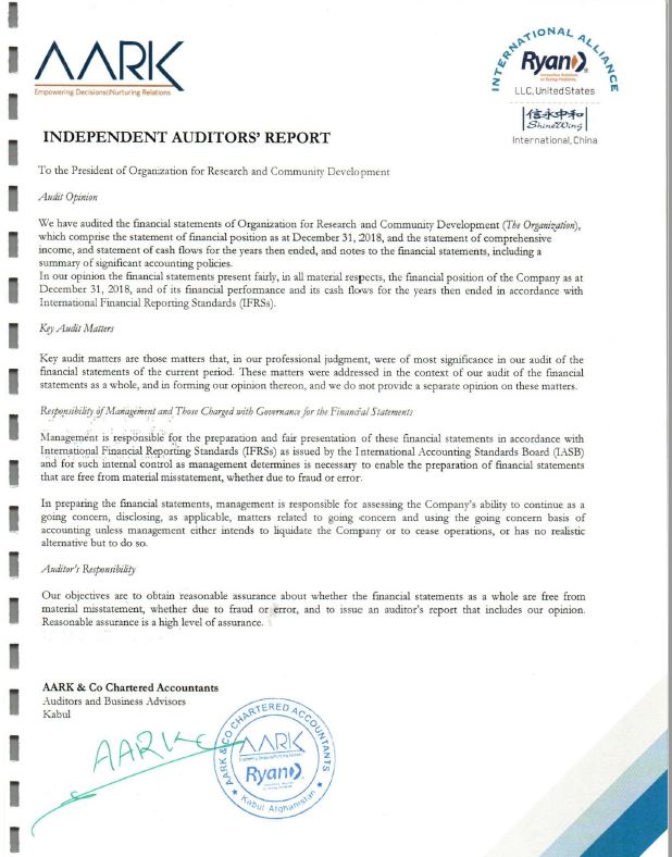 ORCD Report Page